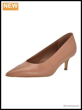 Kitten Heel Pointed Toe Leather Pull-On Pumps Evening Dress Shoes